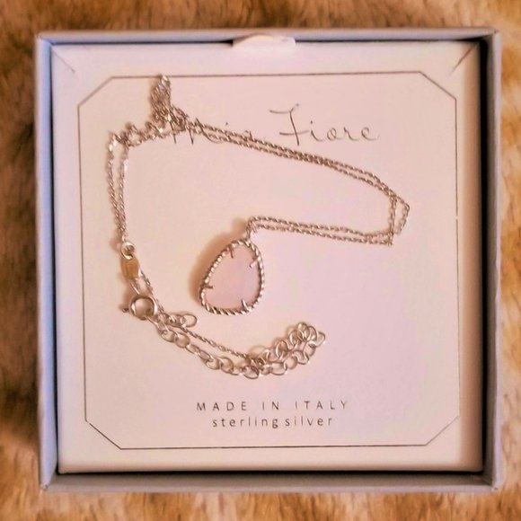 Mia Fiore Italy Jewelry - Mia Fiore, silver, rose quartz necklace, Italy